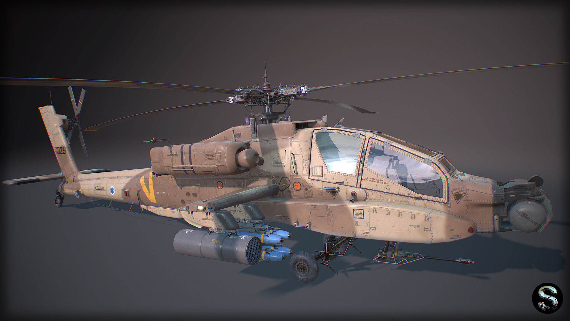 AH-64A Apache Low-poly 3D model_5