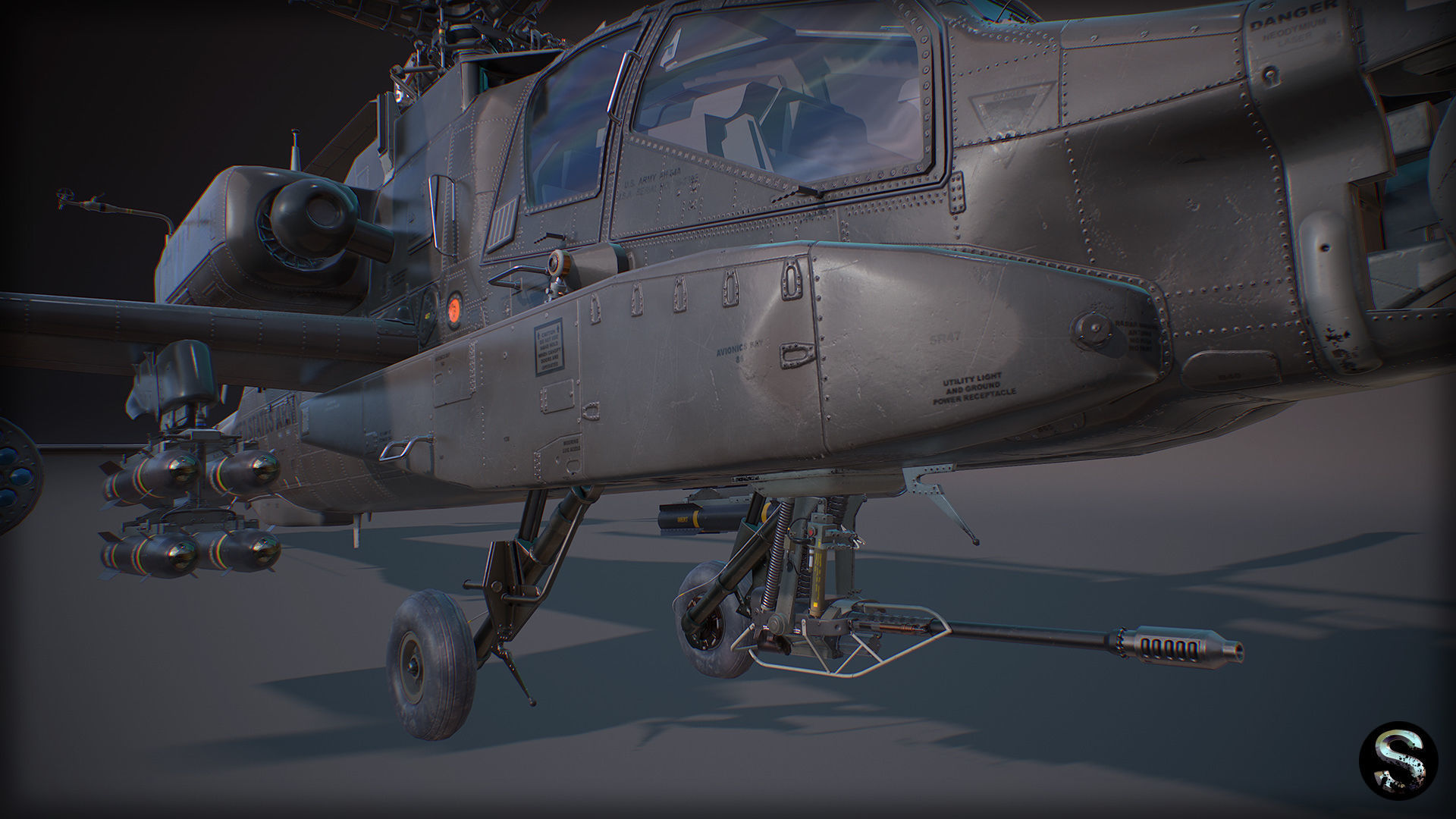 AH-64A Apache Low-poly 3D model_6