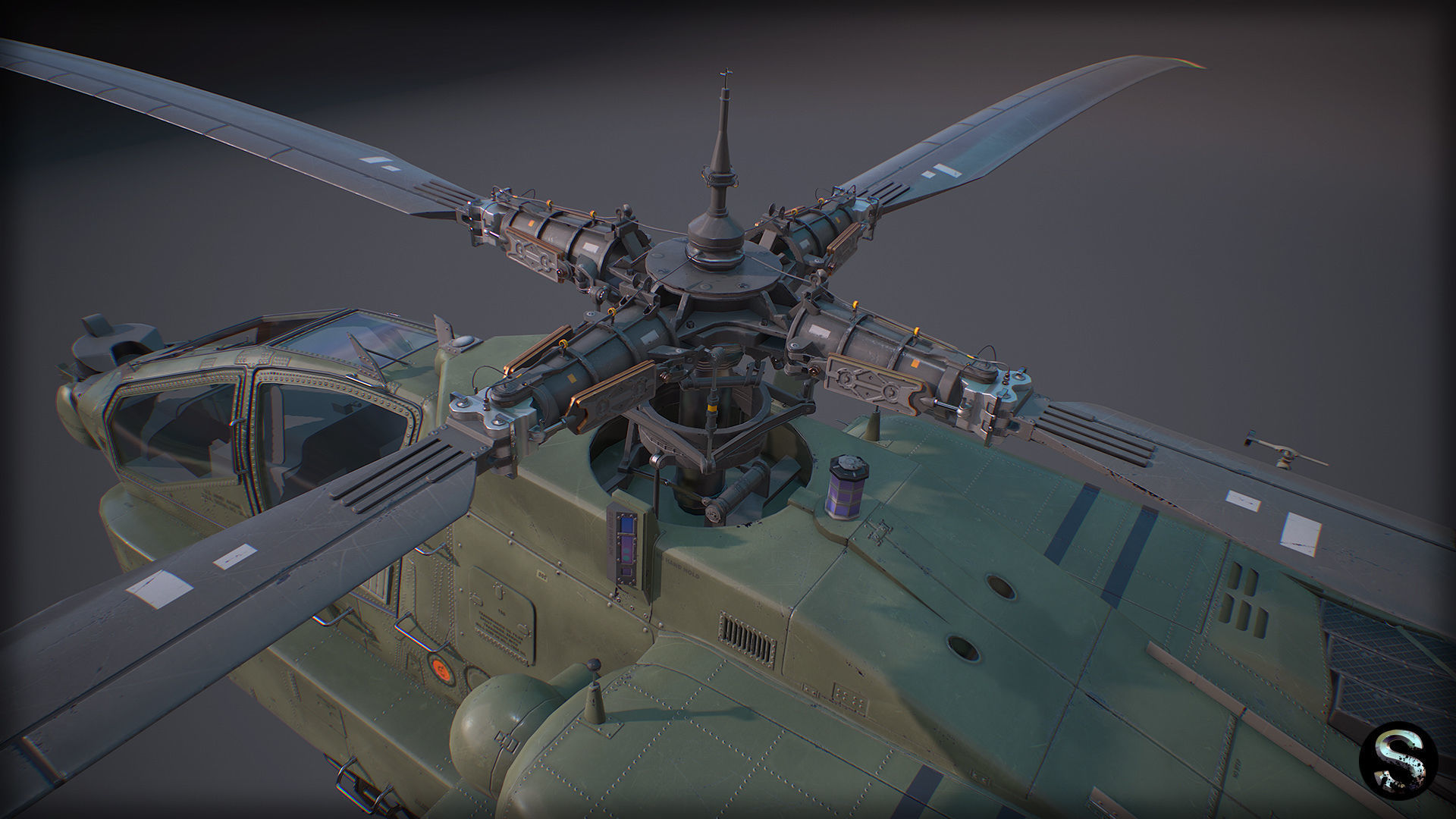 AH-64A Apache Low-poly 3D model_9