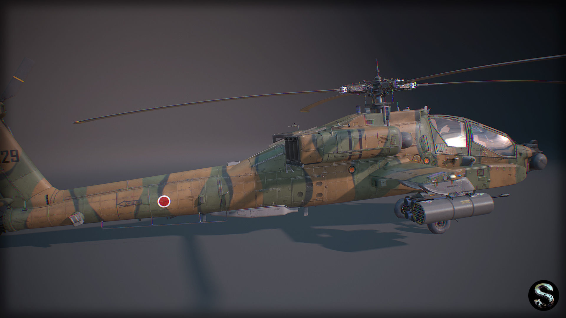 AH-64A Apache Low-poly 3D model_4