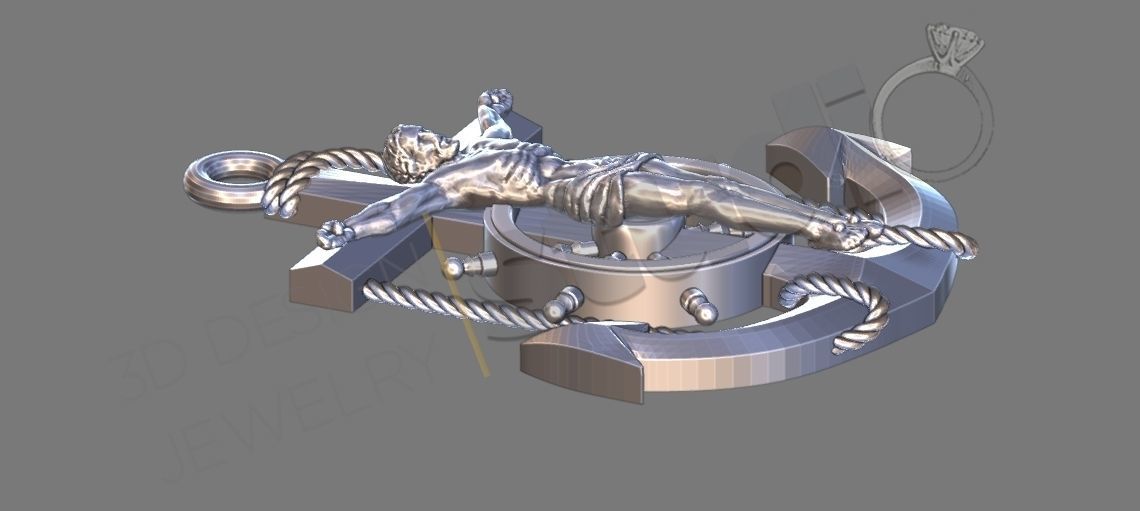anchor pendant 3d model 3D print model_2