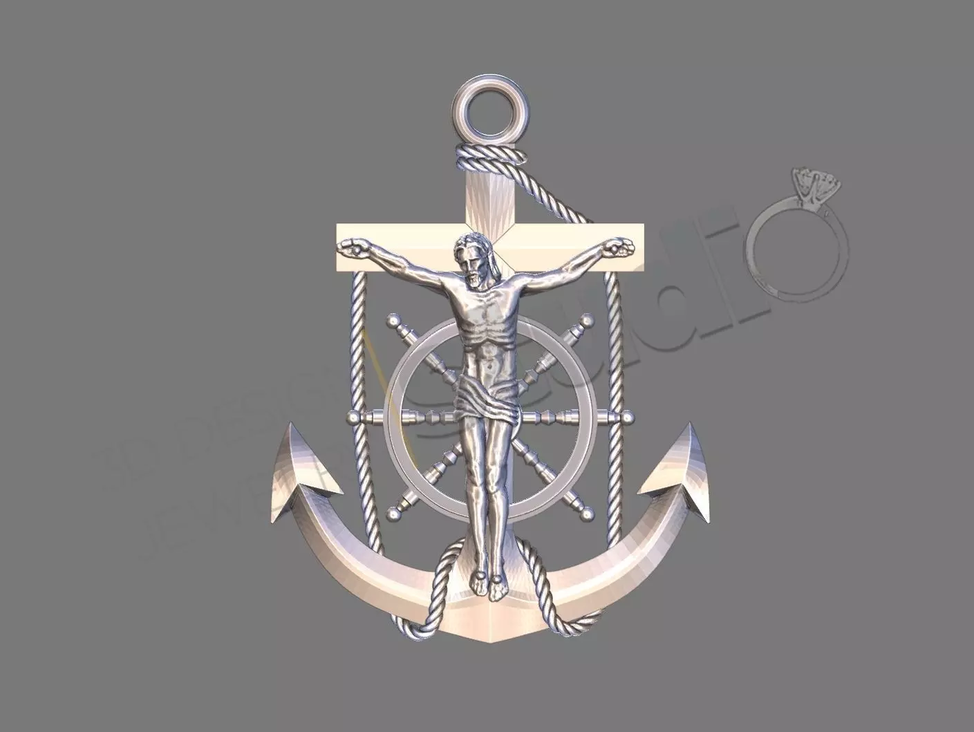 anchor pendant 3d model 3D print model_0