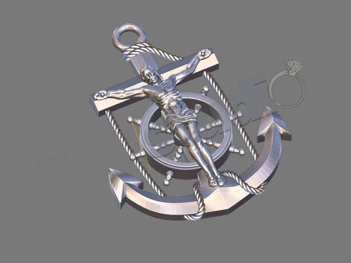 anchor pendant 3d model 3D print model_1