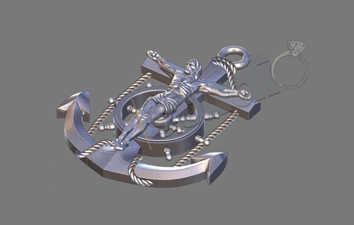 anchor pendant 3d model 3D print model_3