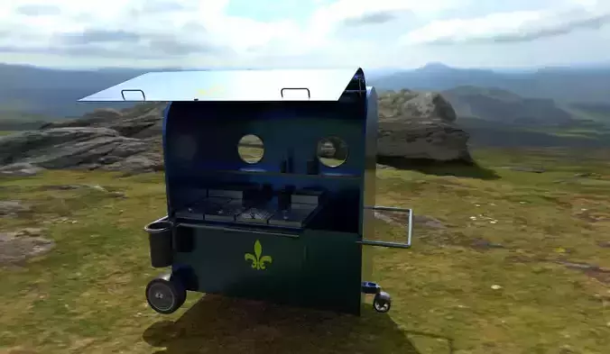 3D model of Ice Cream cart  blue 