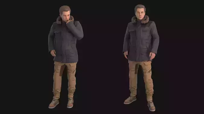 Man in down jacket Rigged