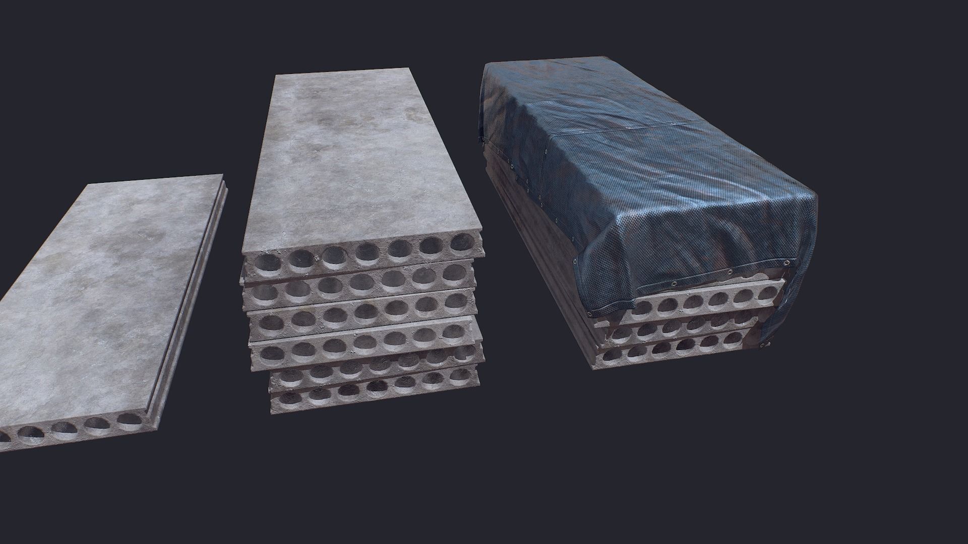 Concrete Beam Well Low-poly 3D model_8