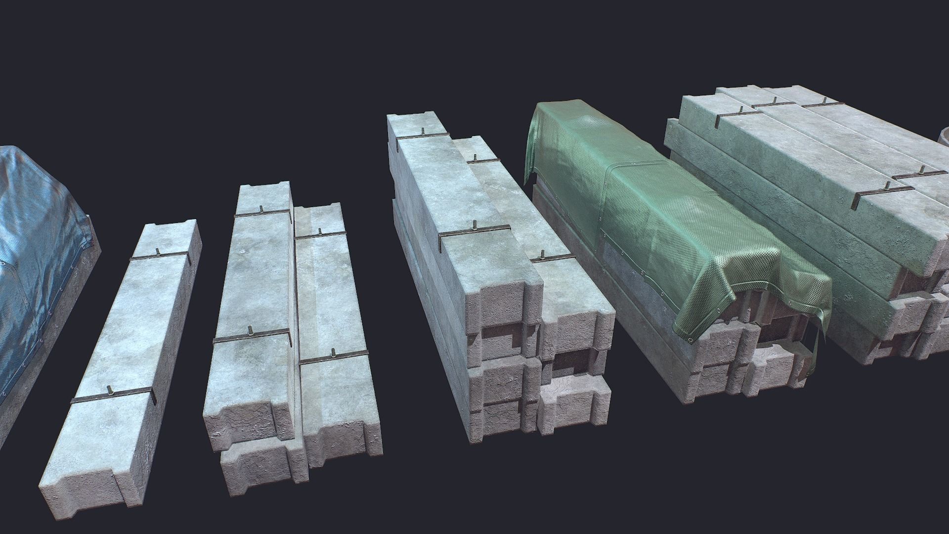 Concrete Beam Well Low-poly 3D model_4