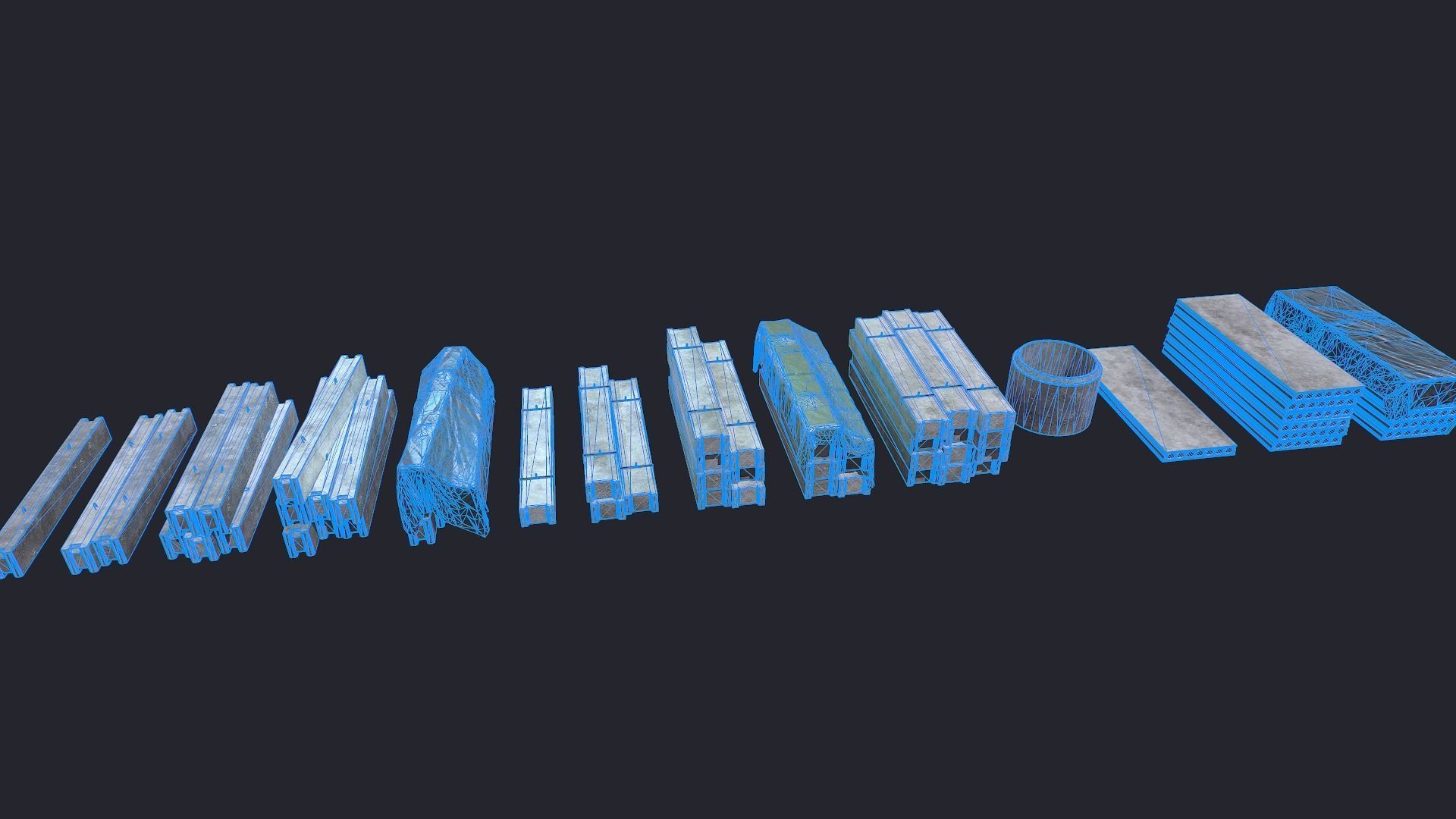 Concrete Beam Well Low-poly 3D model_9