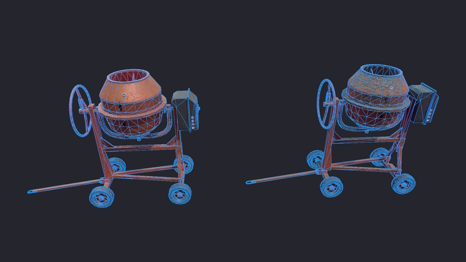Concrete Mixer Low-poly 3D model_9
