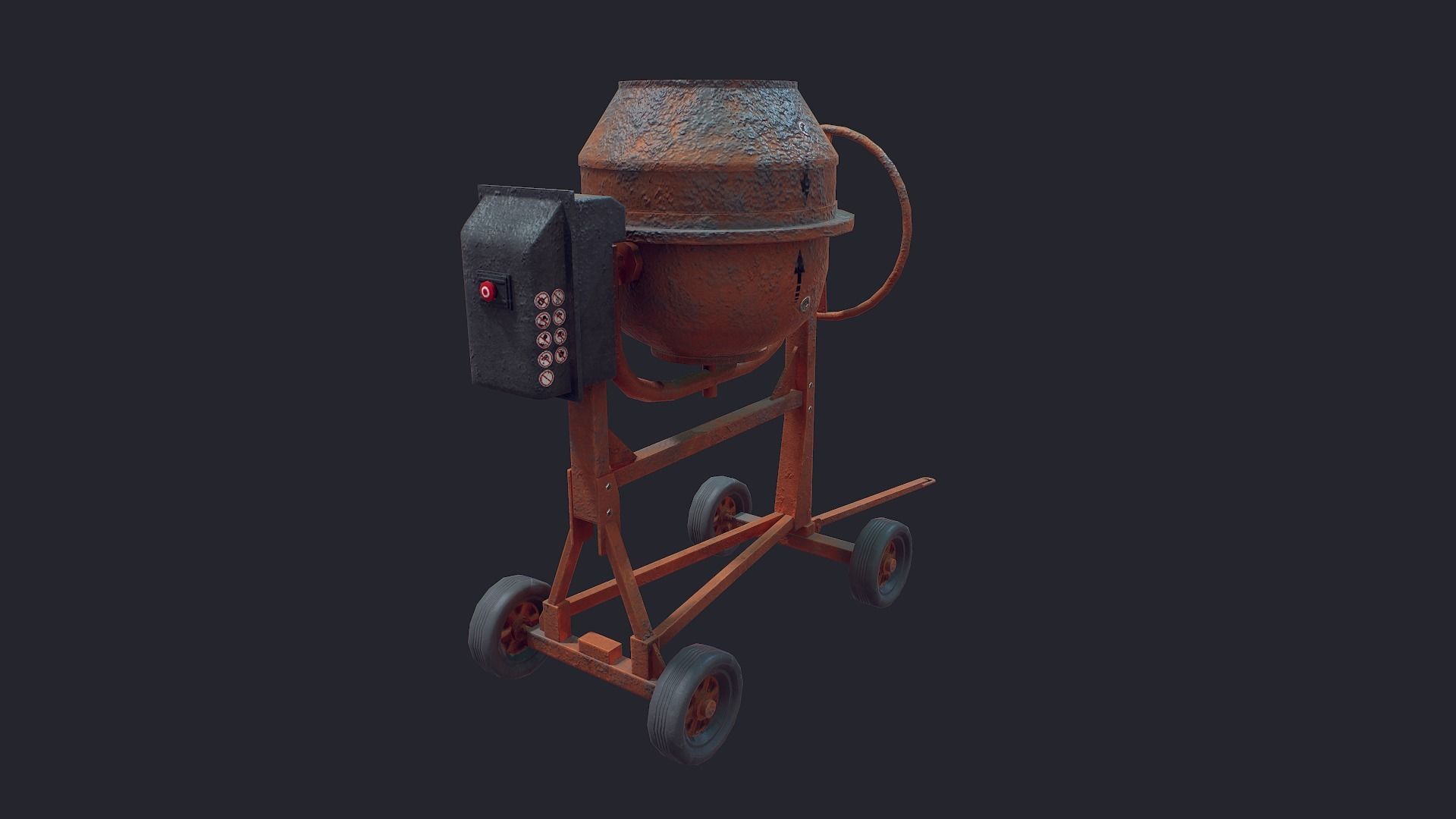 Concrete Mixer Low-poly 3D model_4