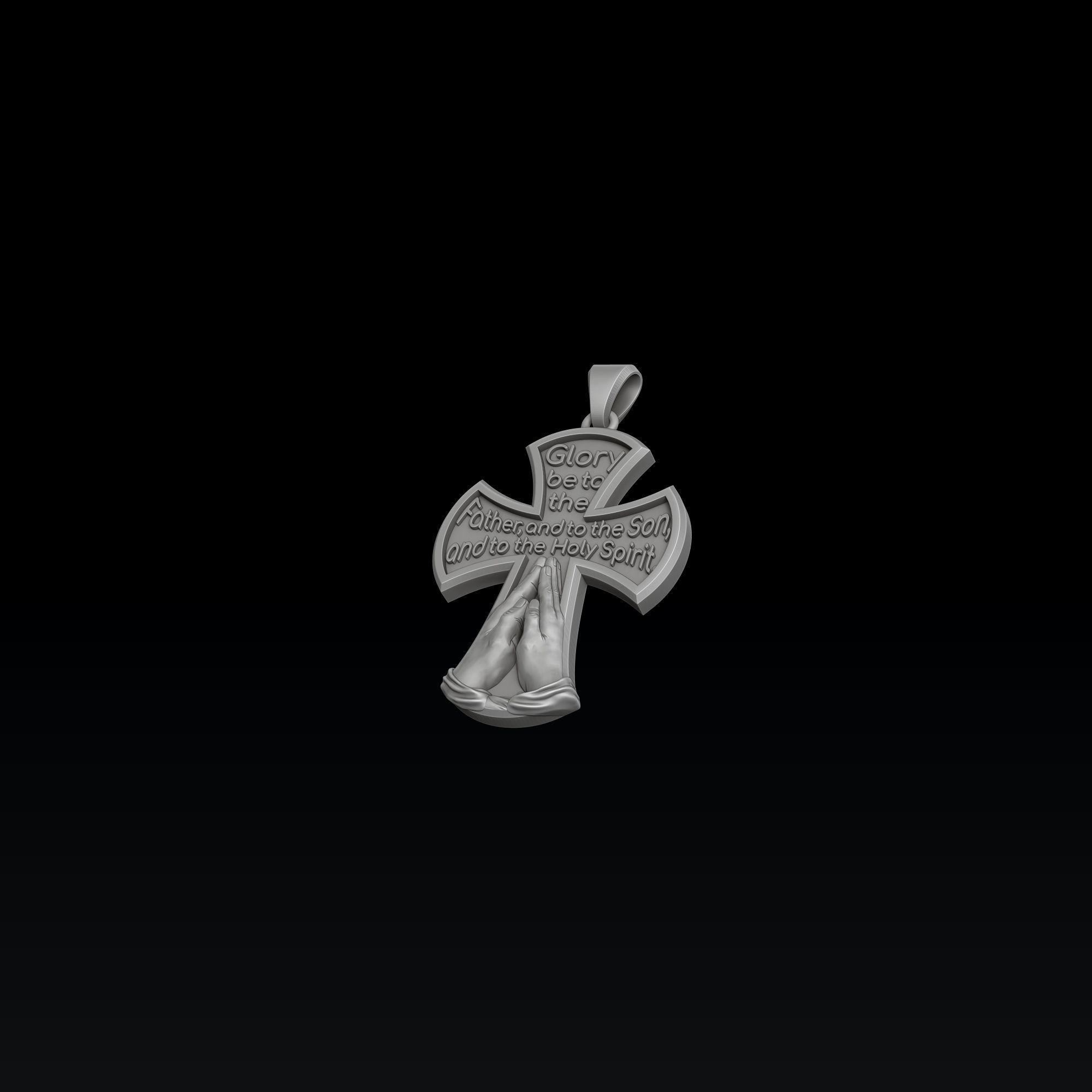 Praying Hands And Cross Pendant 3D print model_3