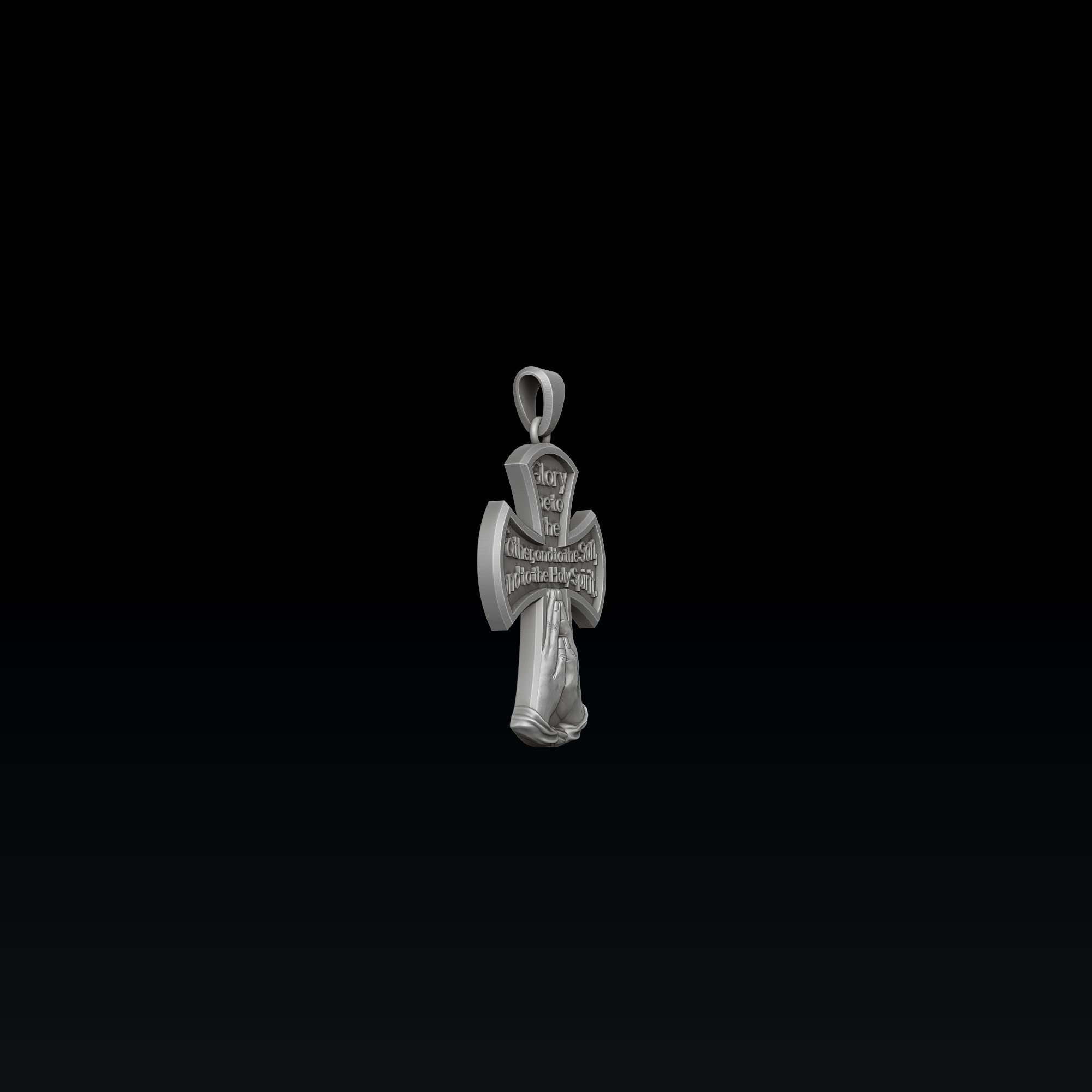 Praying Hands And Cross Pendant 3D print model_1