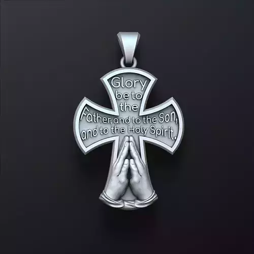 Praying Hands And Cross Pendant