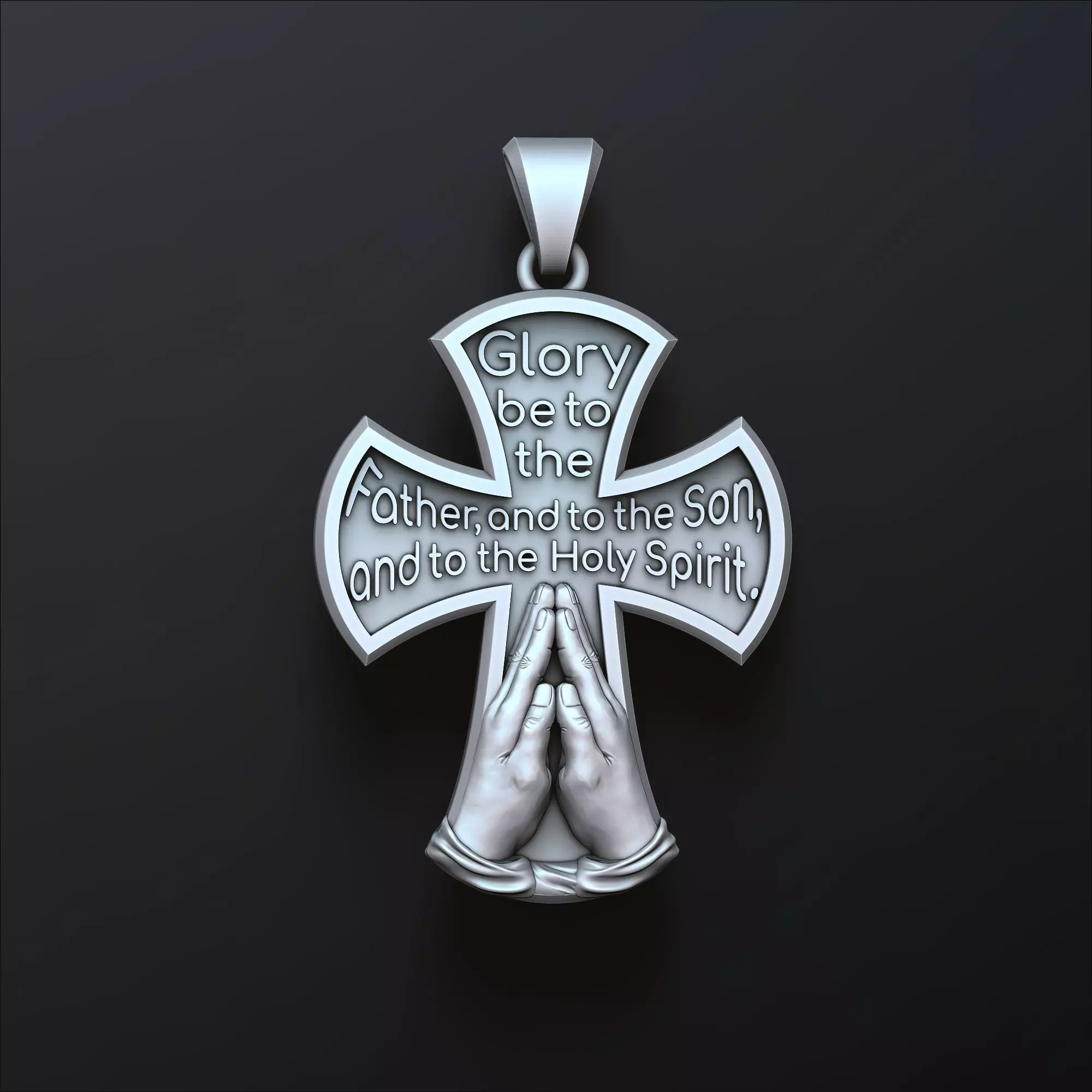 Praying Hands And Cross Pendant 3D print model_0
