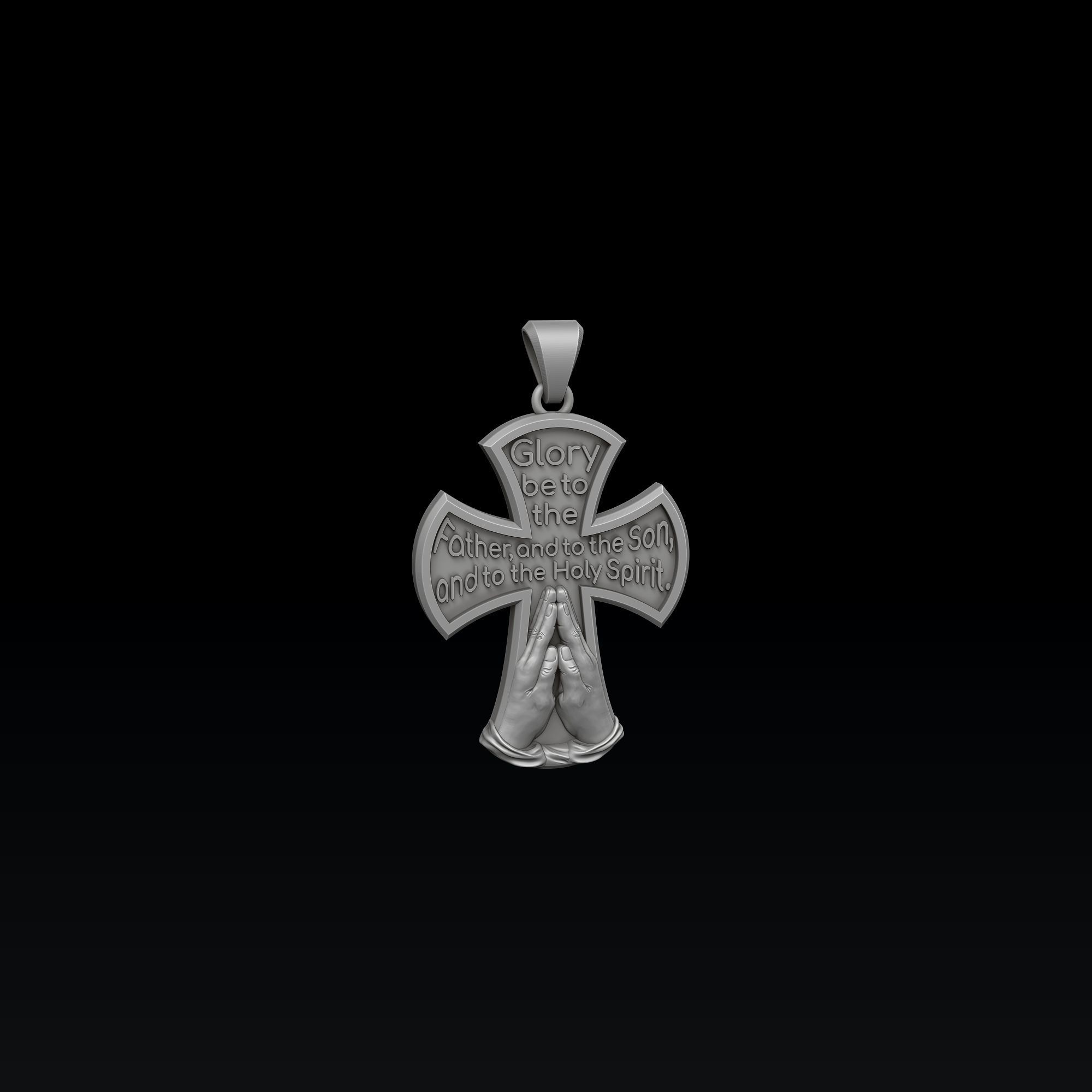Praying Hands And Cross Pendant 3D print model_2