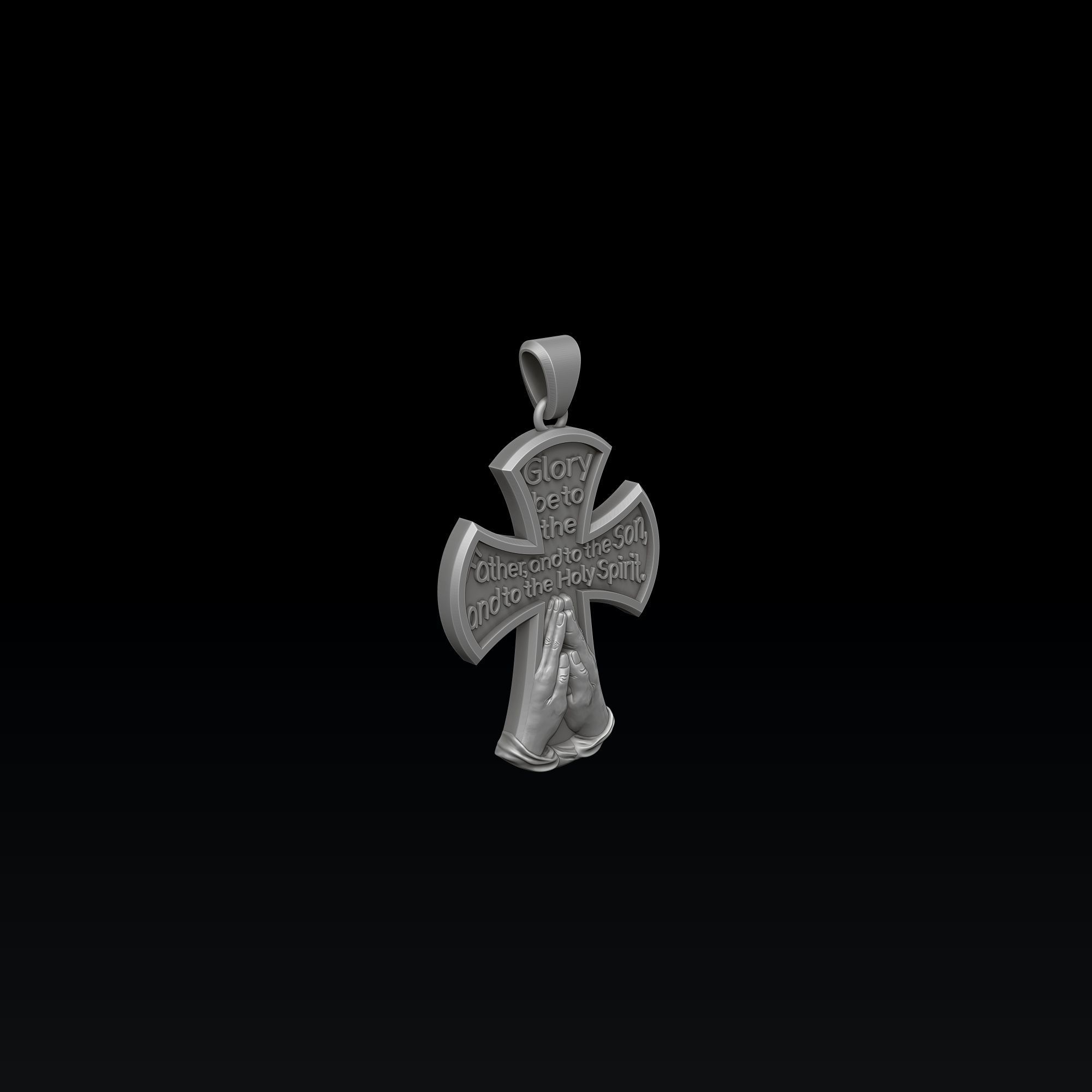 Praying Hands And Cross Pendant 3D print model_5
