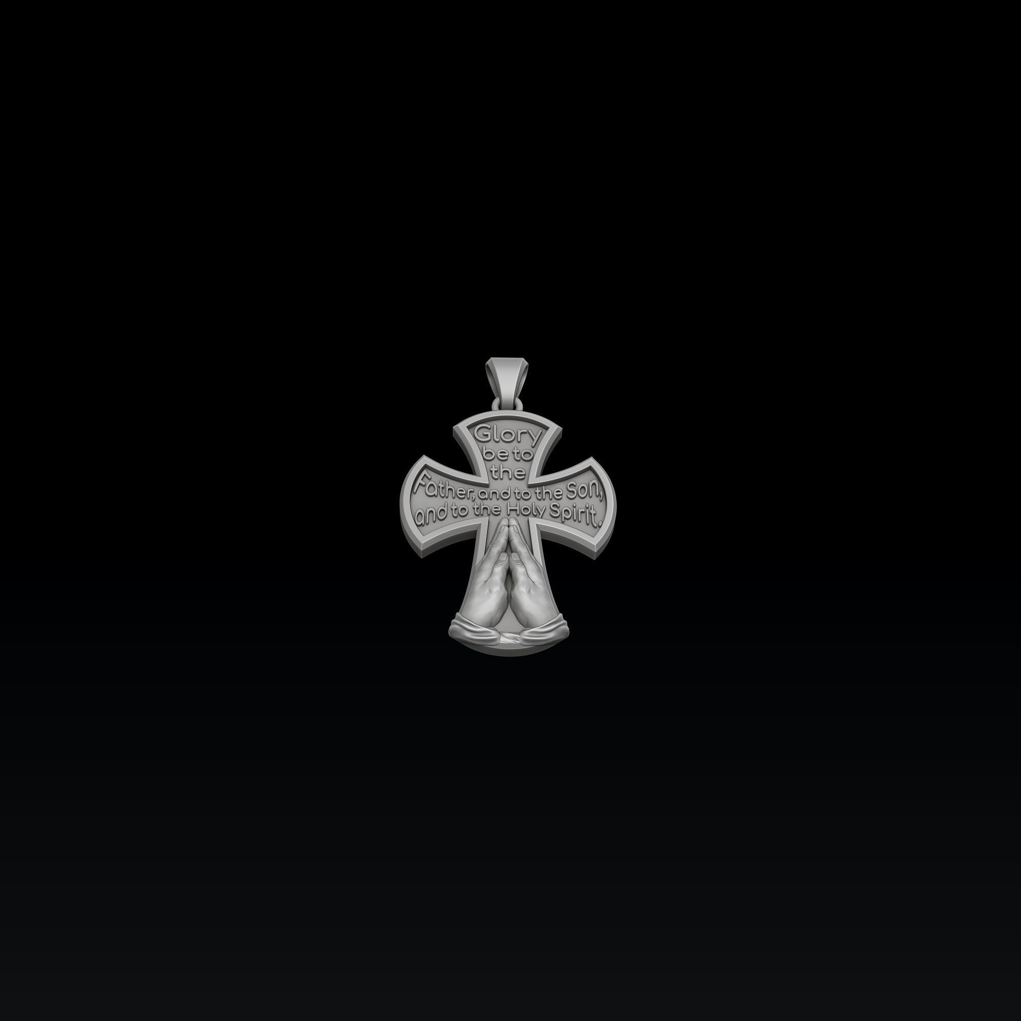 Praying Hands And Cross Pendant 3D print model_4