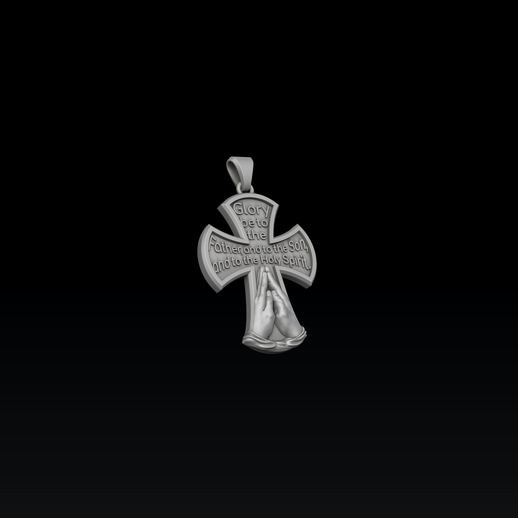 Praying Hands And Cross Pendant 3D print model_6