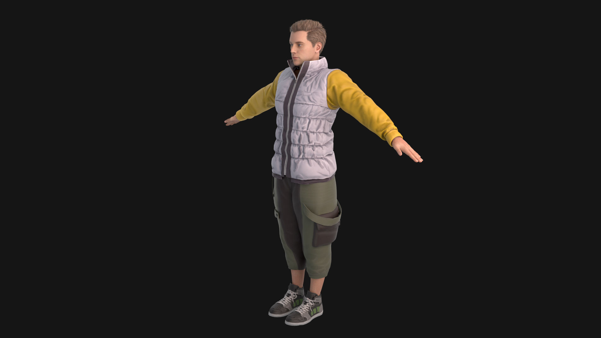 Man in down jacket Rigged Low-poly 3D model_2