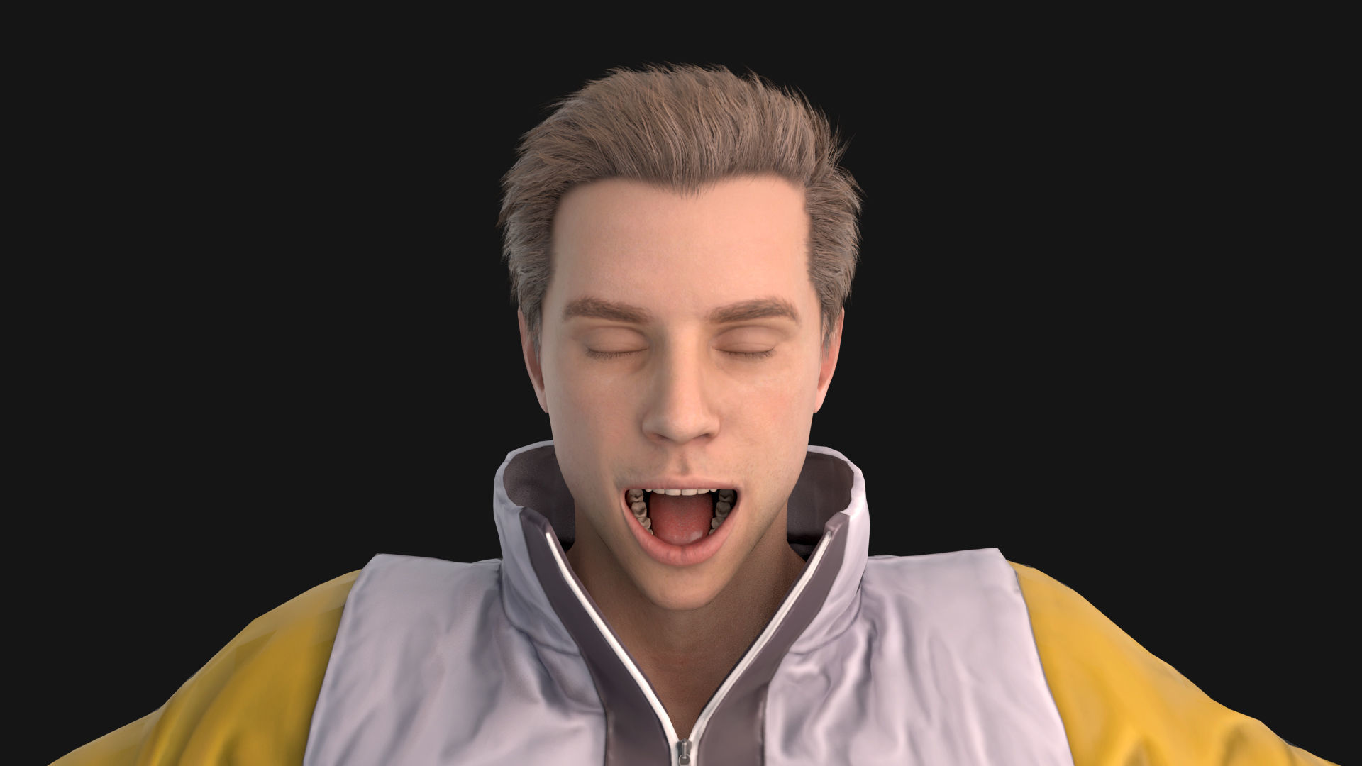 Man in down jacket Rigged Low-poly 3D model_5