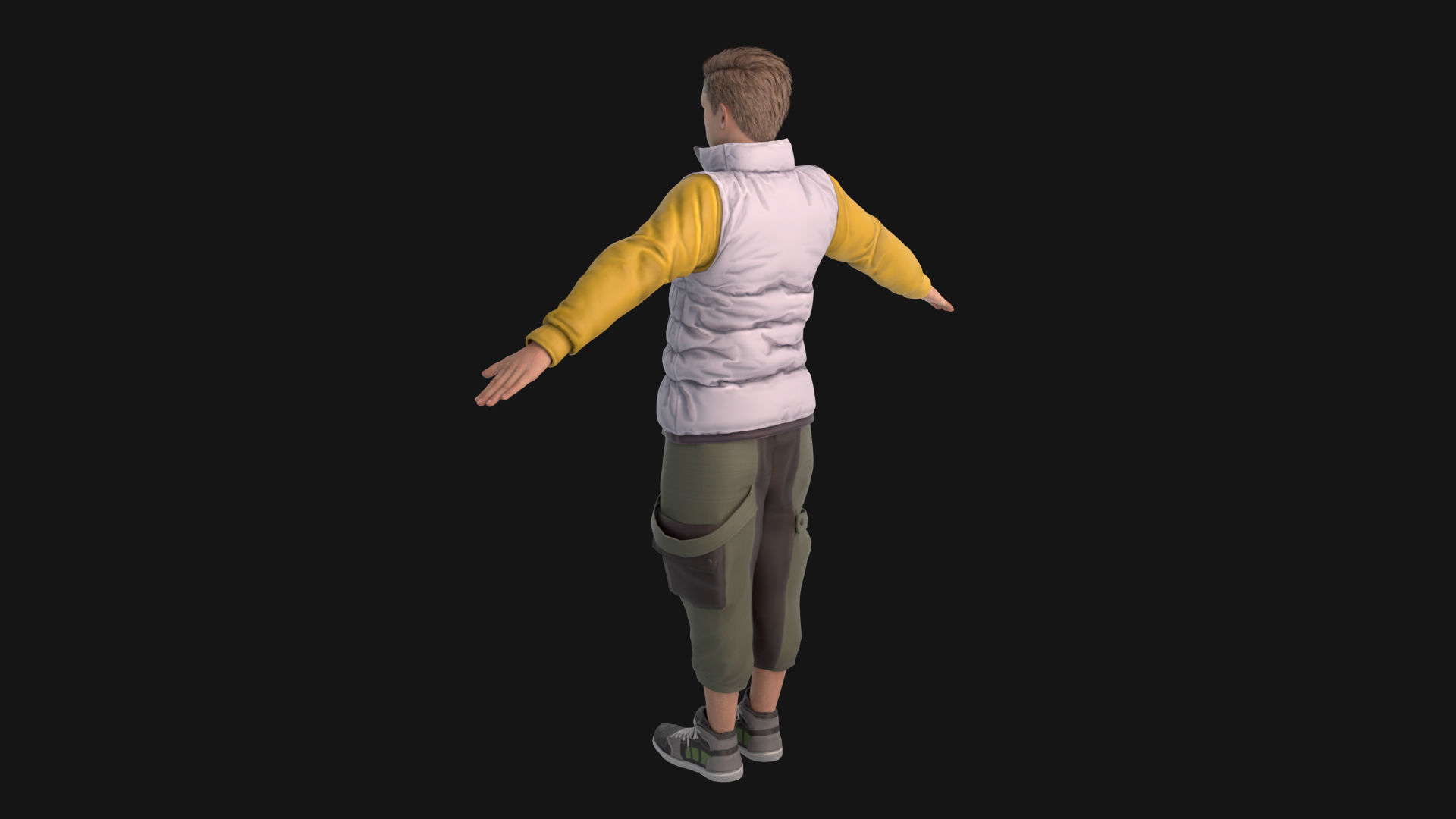 Man in down jacket Rigged Low-poly 3D model_3