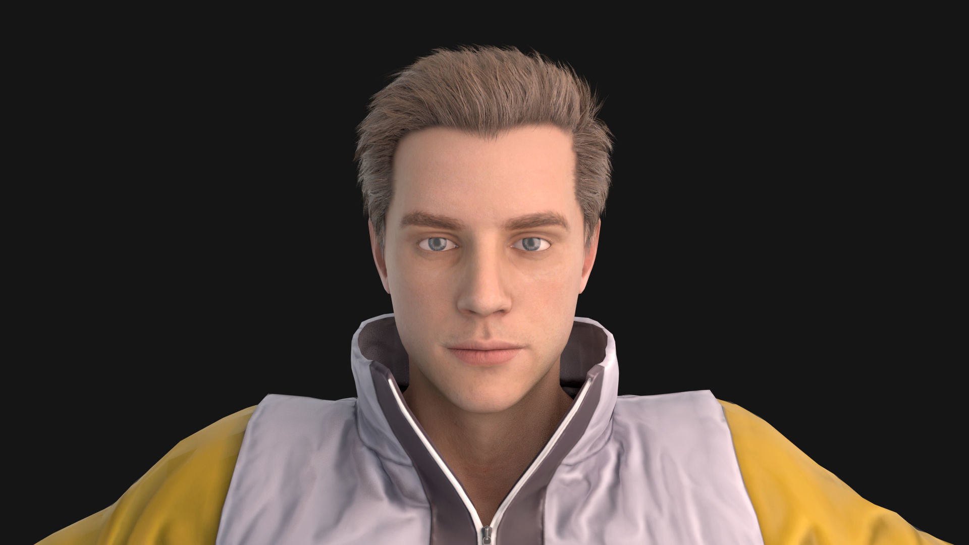 Man in down jacket Rigged Low-poly 3D model_4