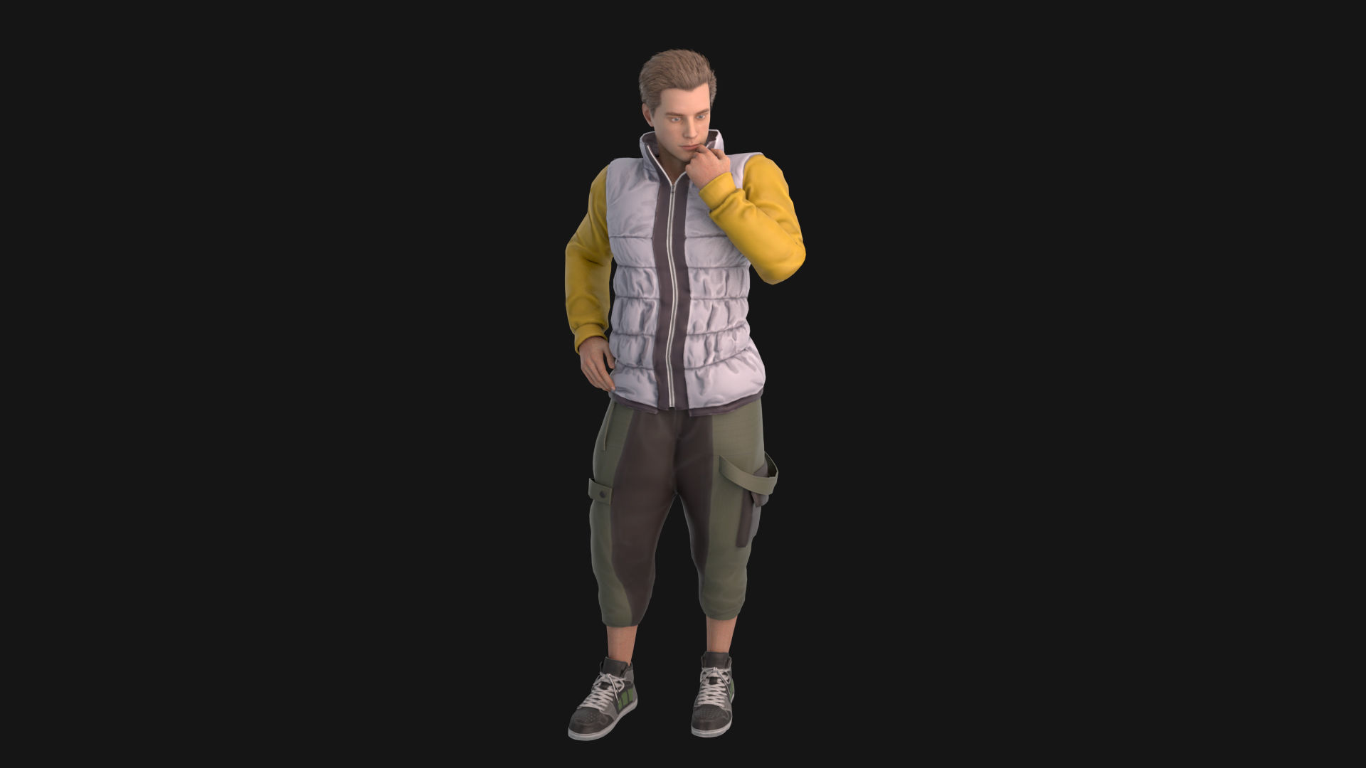 Man in down jacket Rigged Low-poly 3D model_8