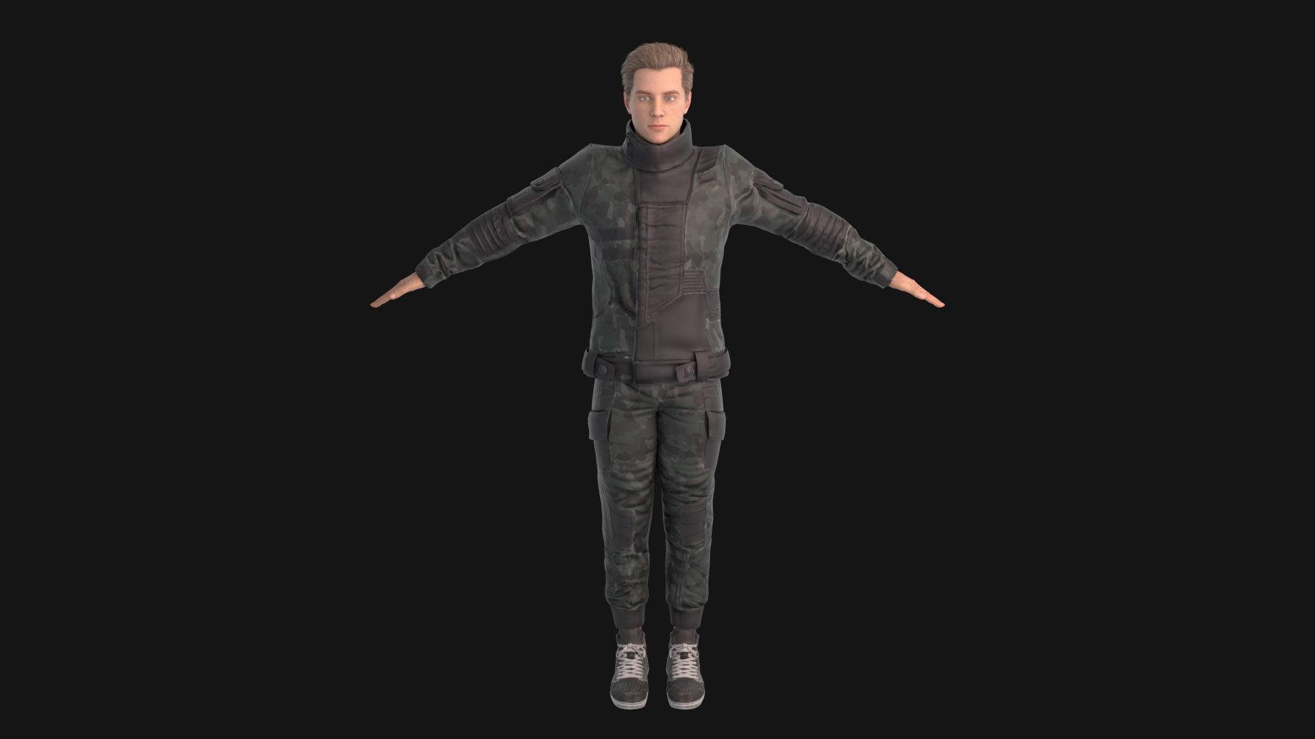 Man in down jacket Rigged Low-poly 3D model_1