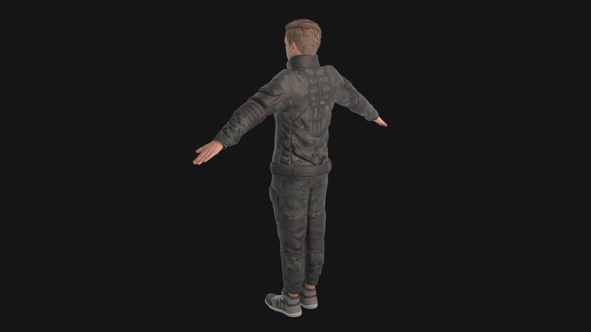 Man in down jacket Rigged Low-poly 3D model_3