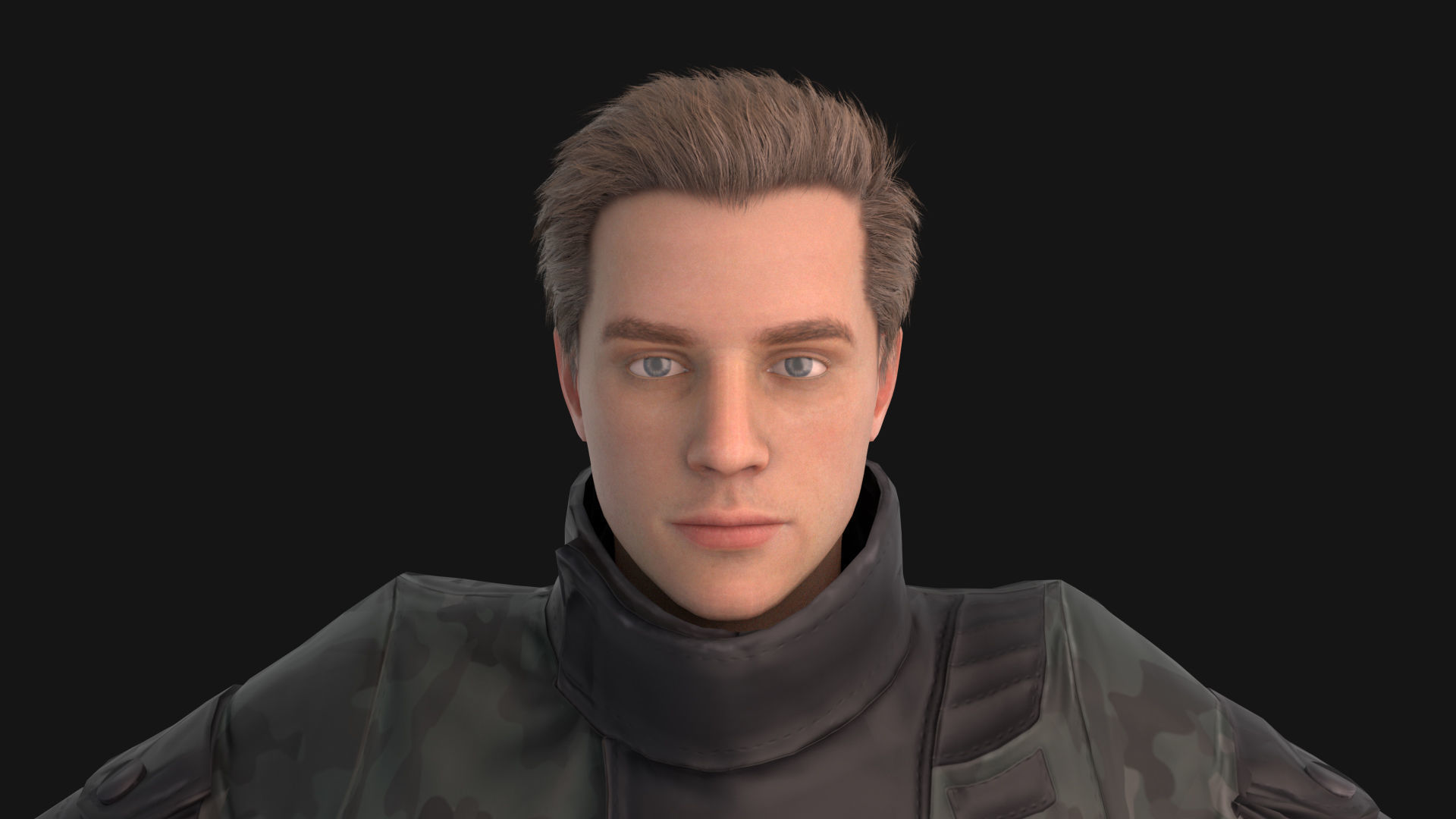 Man in down jacket Rigged Low-poly 3D model_4