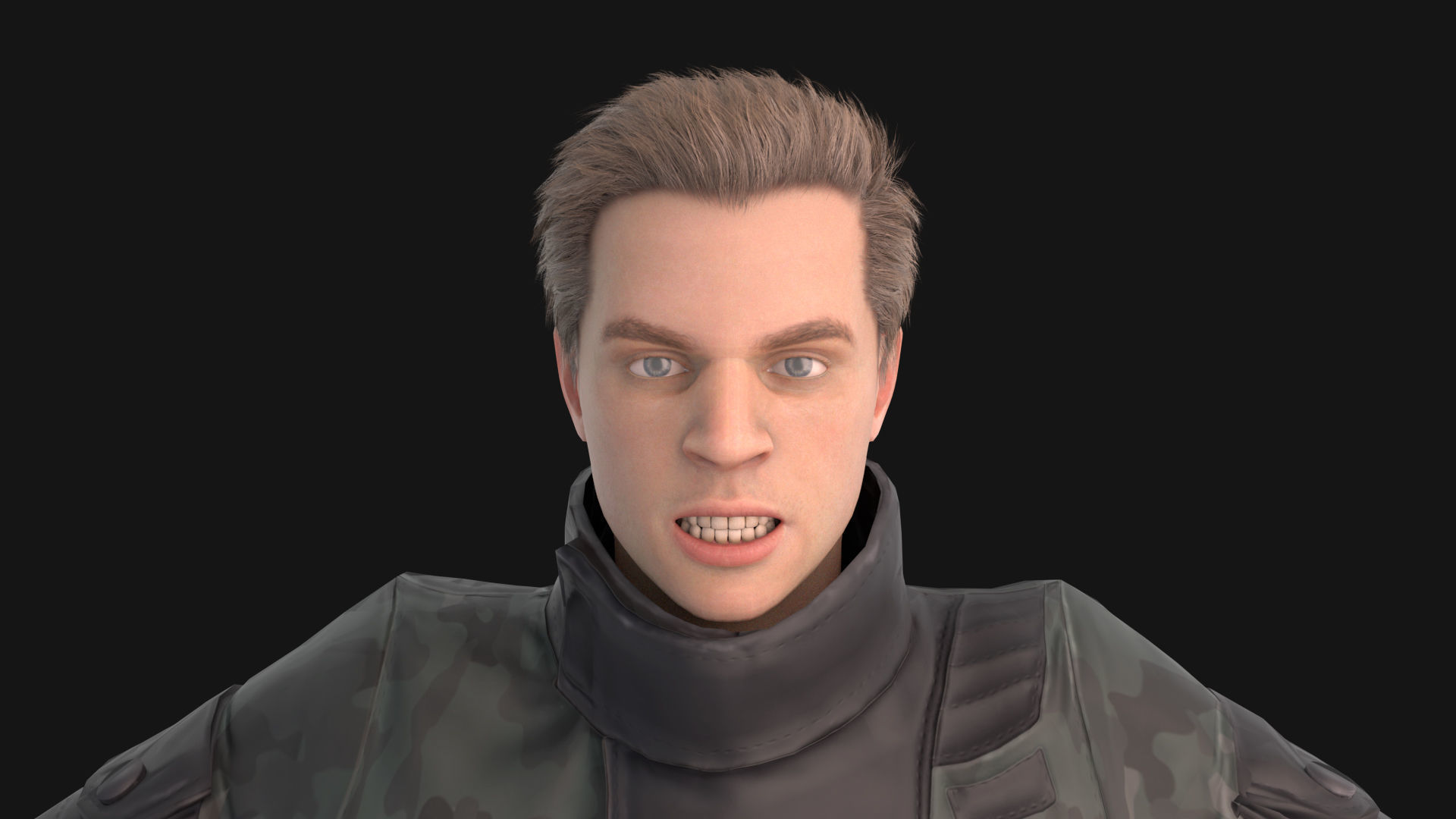 Man in down jacket Rigged Low-poly 3D model_6