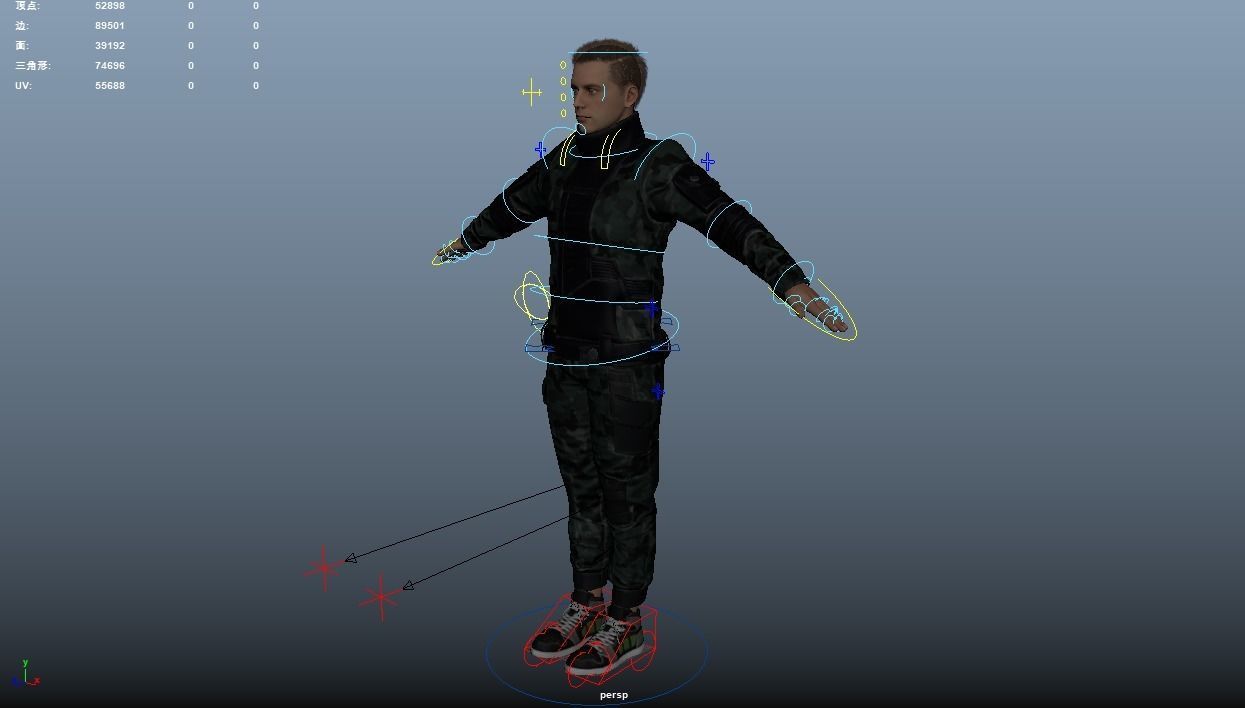 Man in down jacket Rigged Low-poly 3D model_11