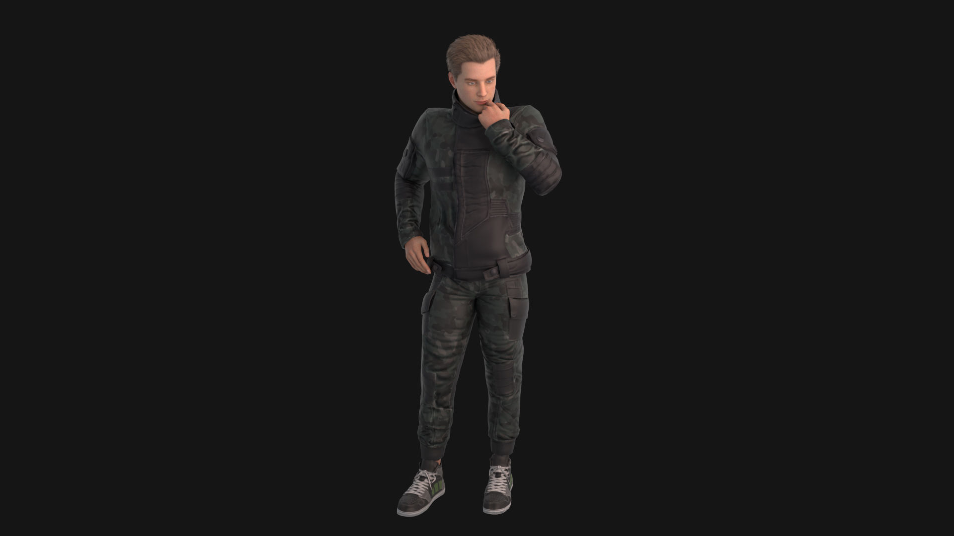 Man in down jacket Rigged Low-poly 3D model_8