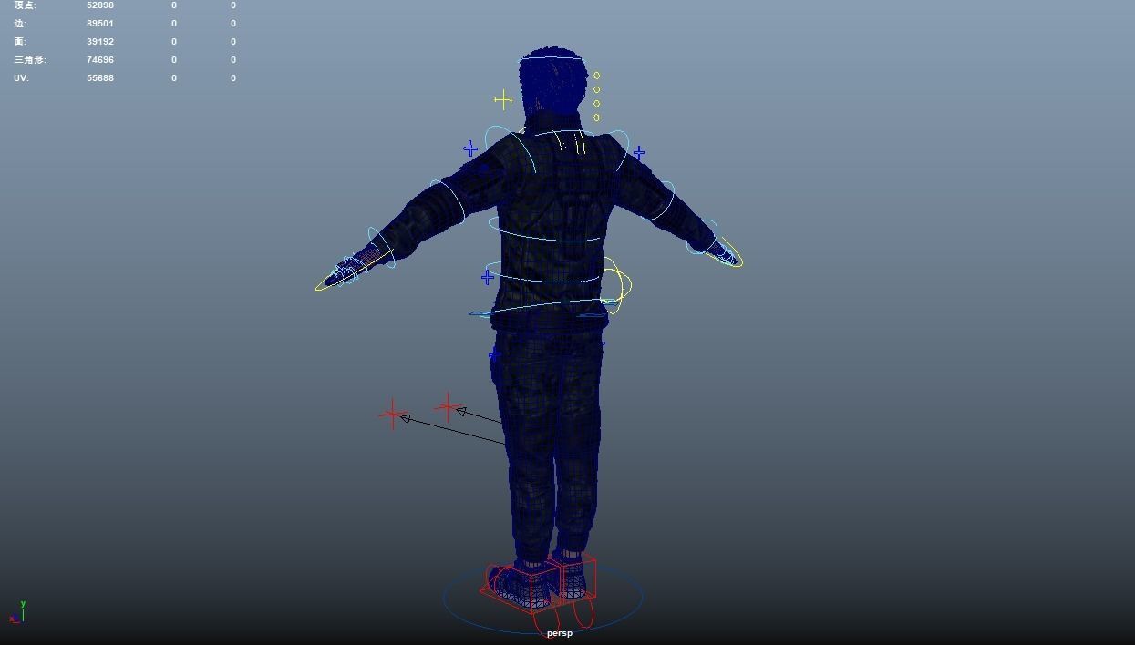 Man in down jacket Rigged Low-poly 3D model_13