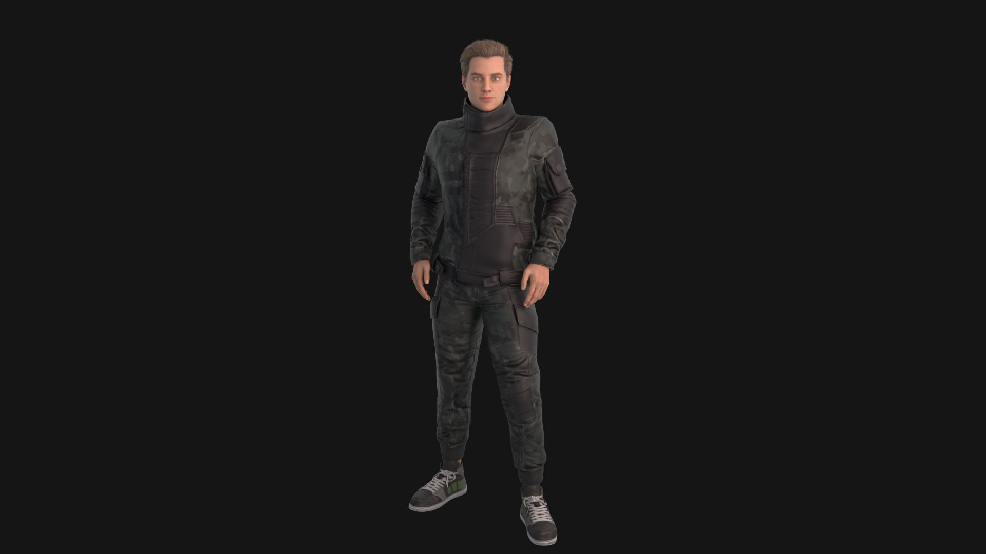 Man in down jacket Rigged Low-poly 3D model_7