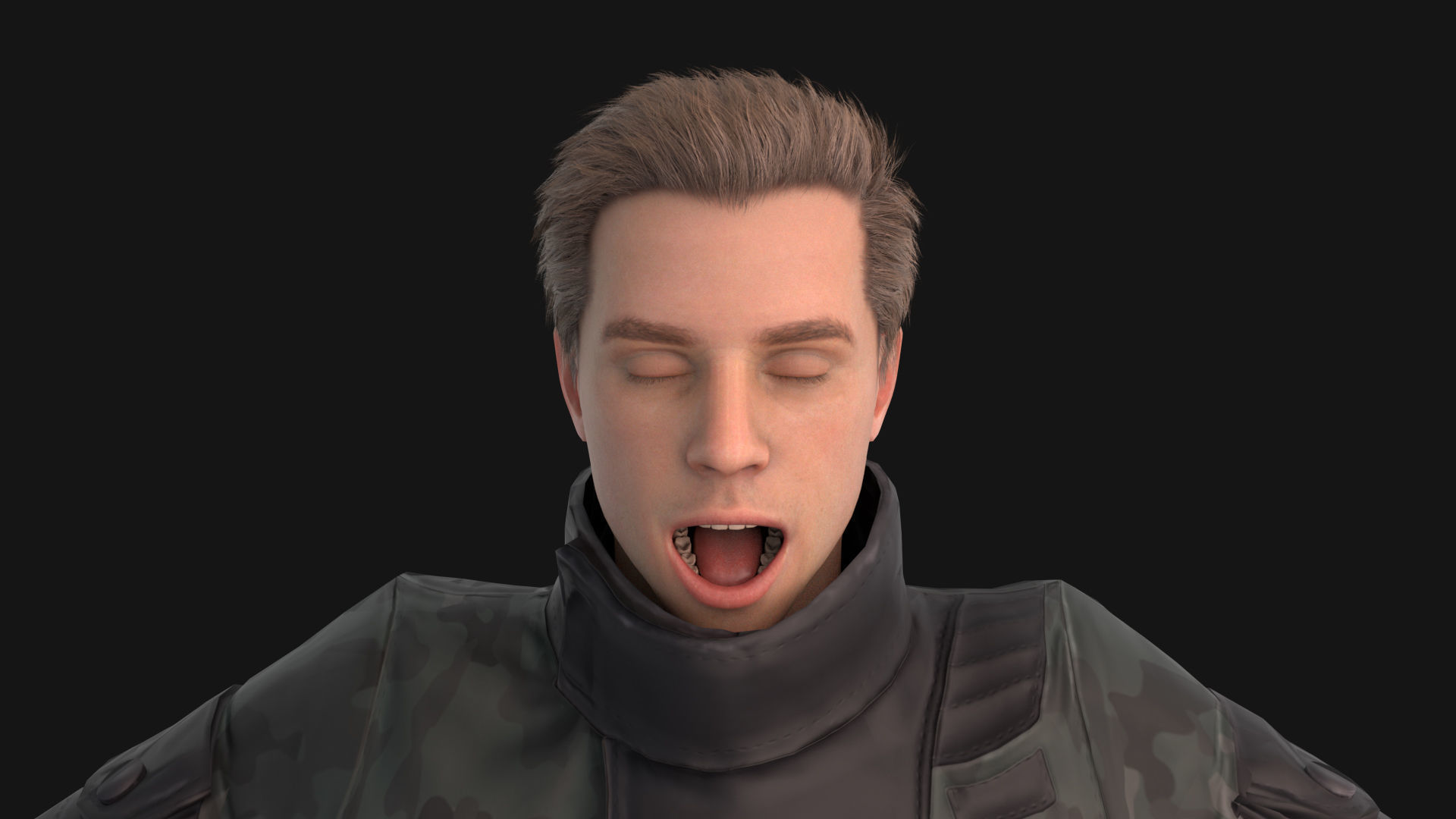 Man in down jacket Rigged Low-poly 3D model_5