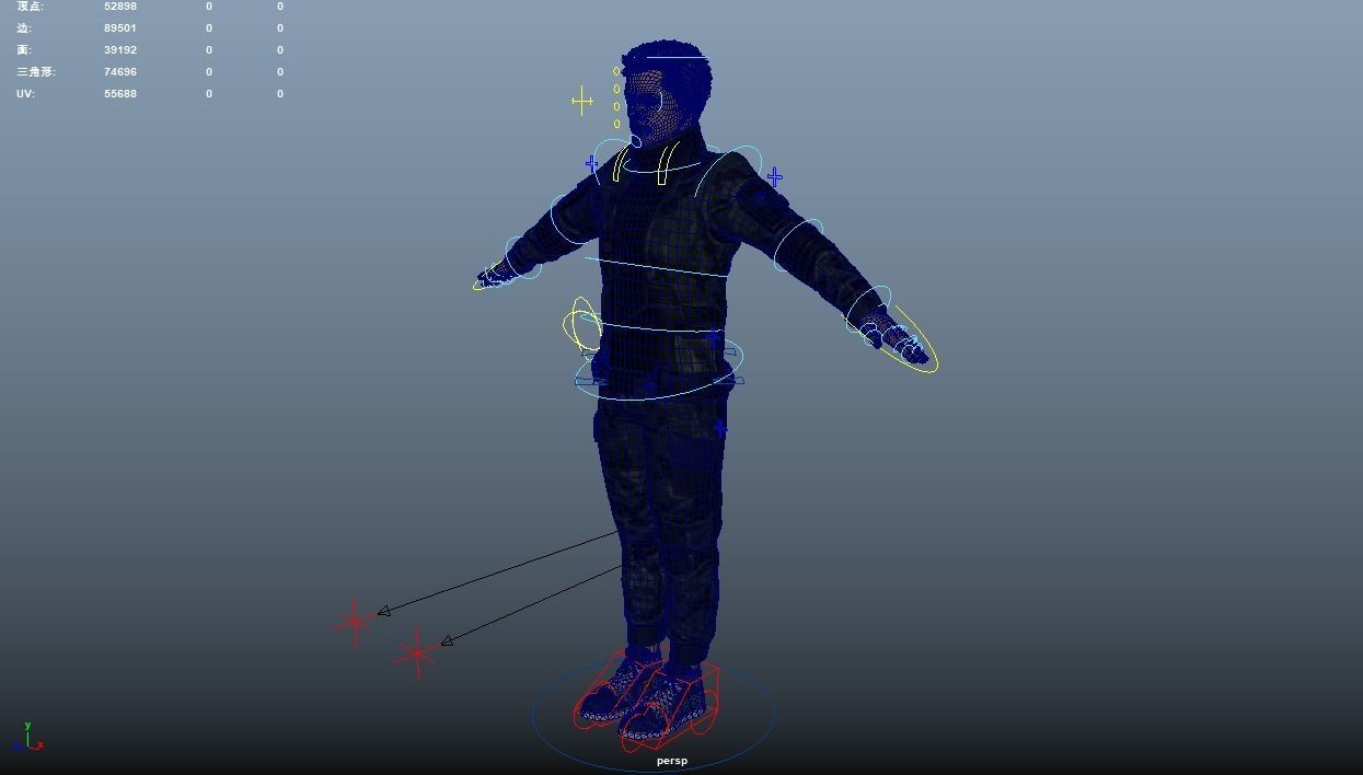 Man in down jacket Rigged Low-poly 3D model_12