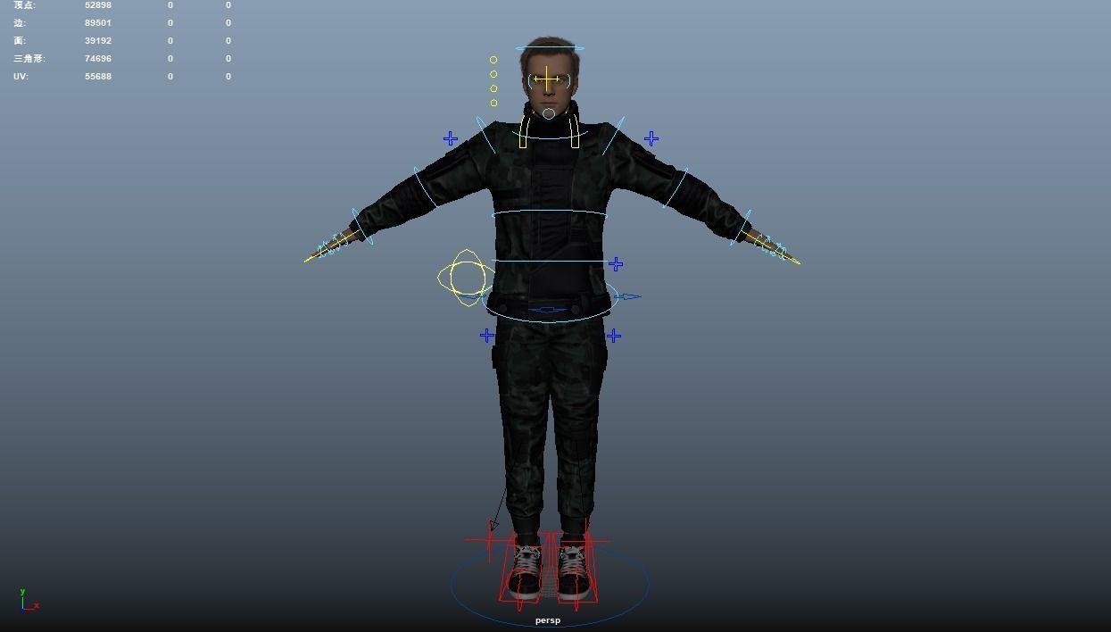 Man in down jacket Rigged Low-poly 3D model_9
