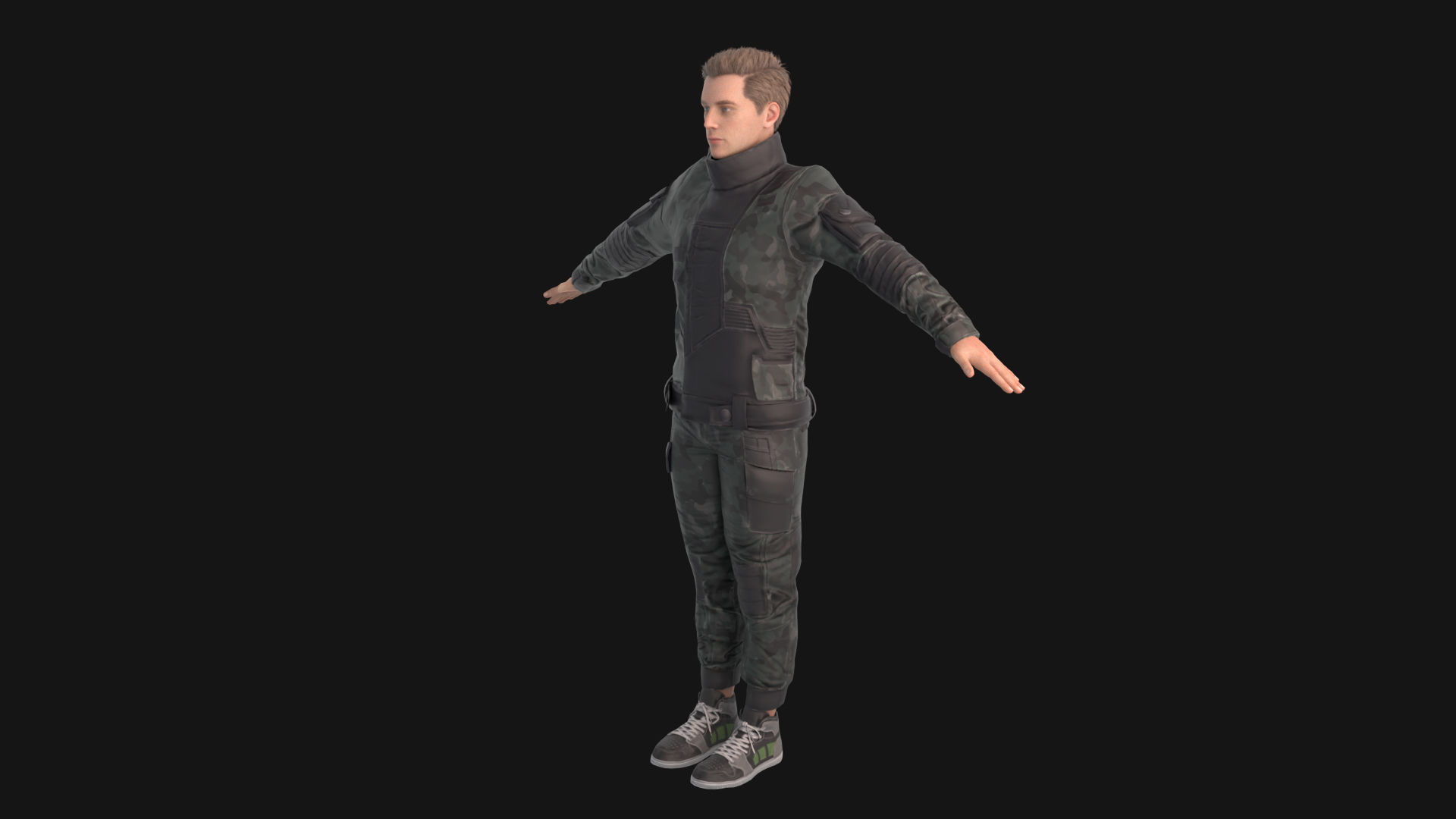 Man in down jacket Rigged Low-poly 3D model_2