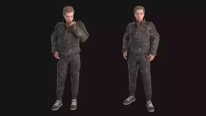 Man in down jacket Rigged  