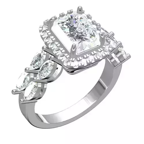 Two Row Marquise Cut Diamond Solitaire Ring