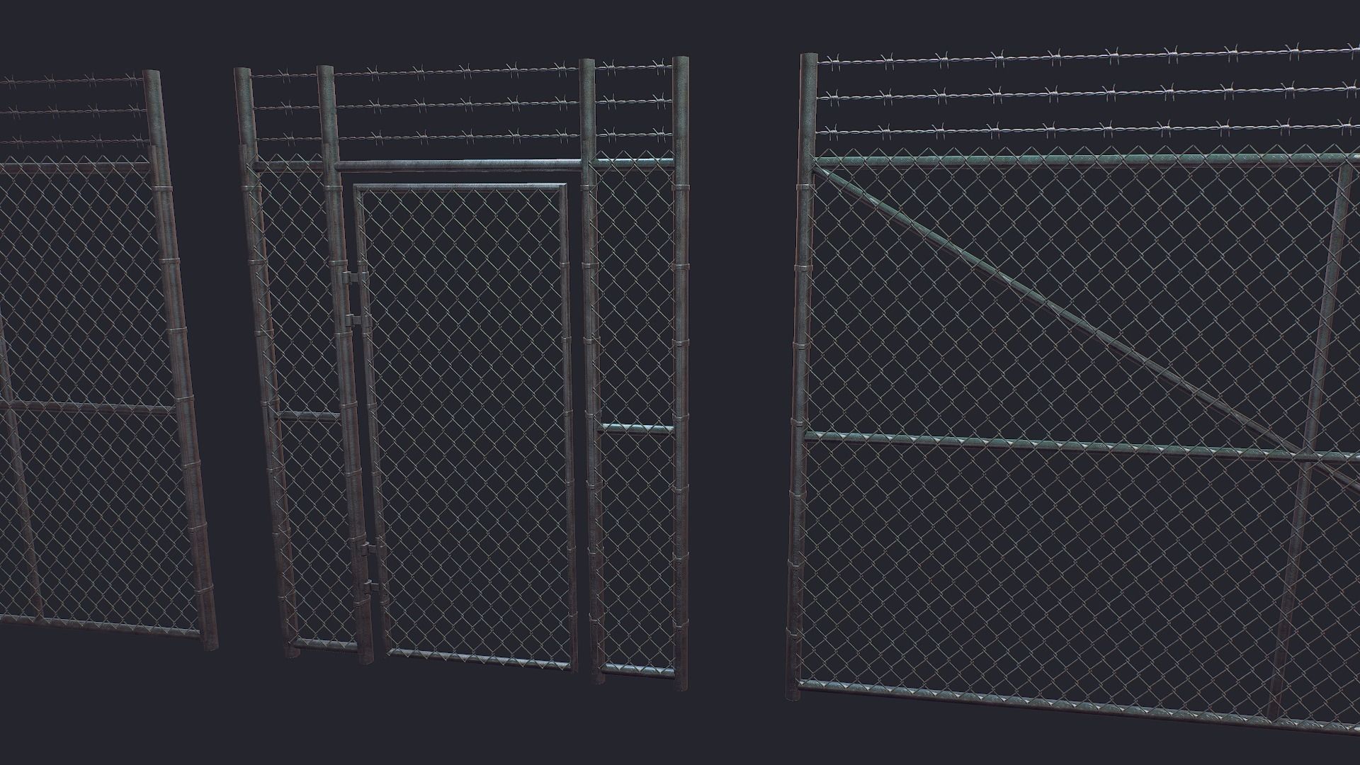 Fence Low-poly 3D model_3