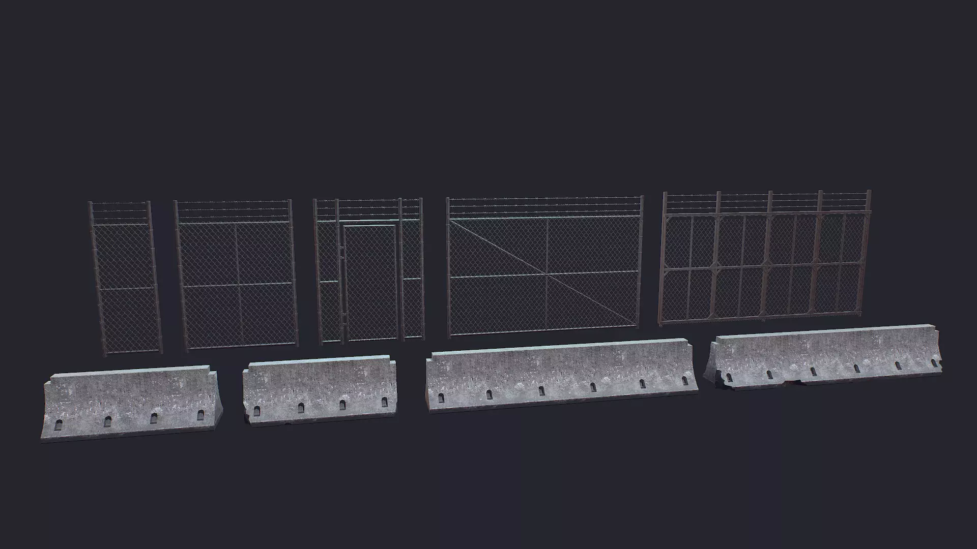 Fence Low-poly 3D model_0