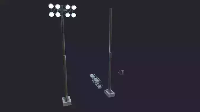 Floodlight Tower Low-poly 3D model