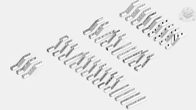 Railing Revit Family Batch 3D model