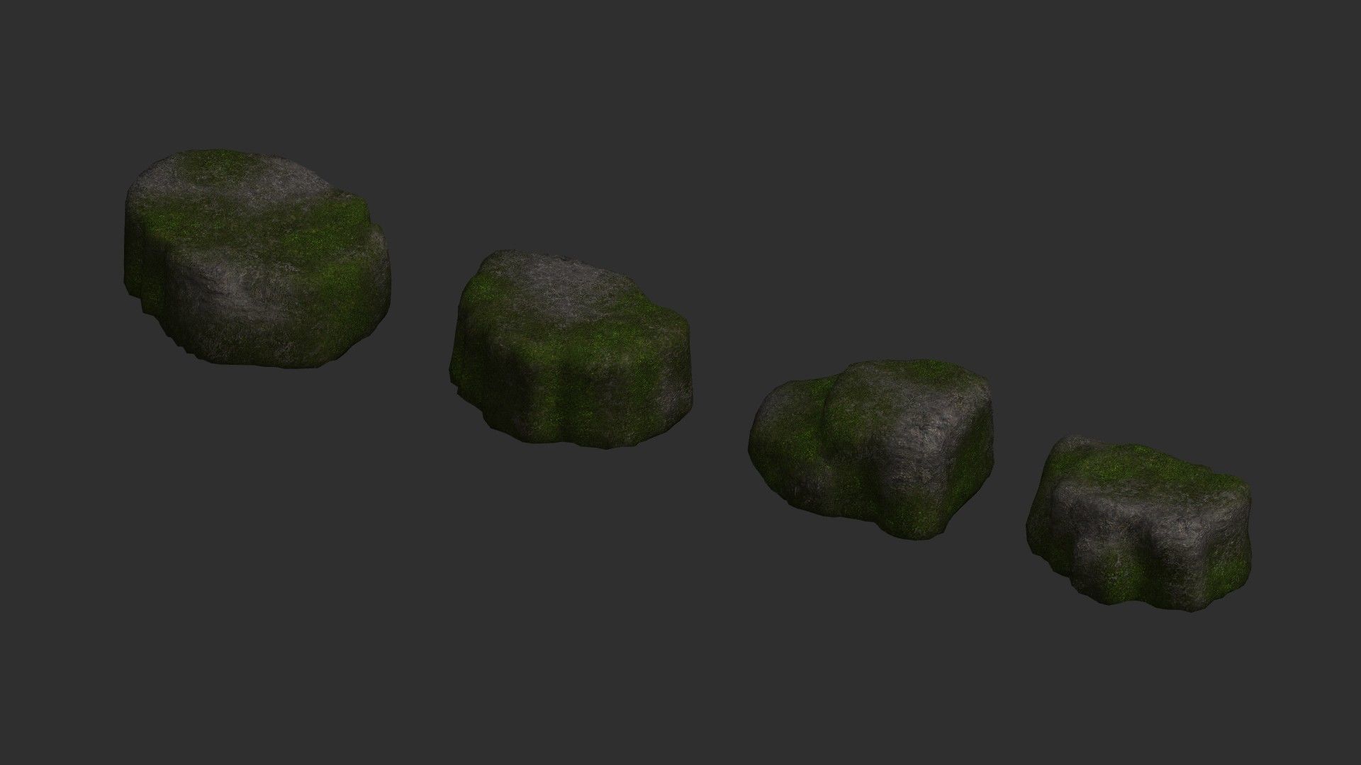 Cave Platform 3 - Moss 1 Low-poly 3D model_11