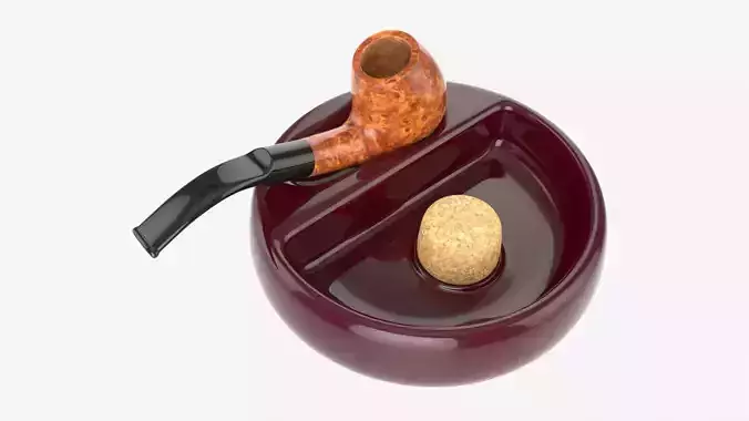 Smoking Pipe Ashtray with Holder 01 3D model