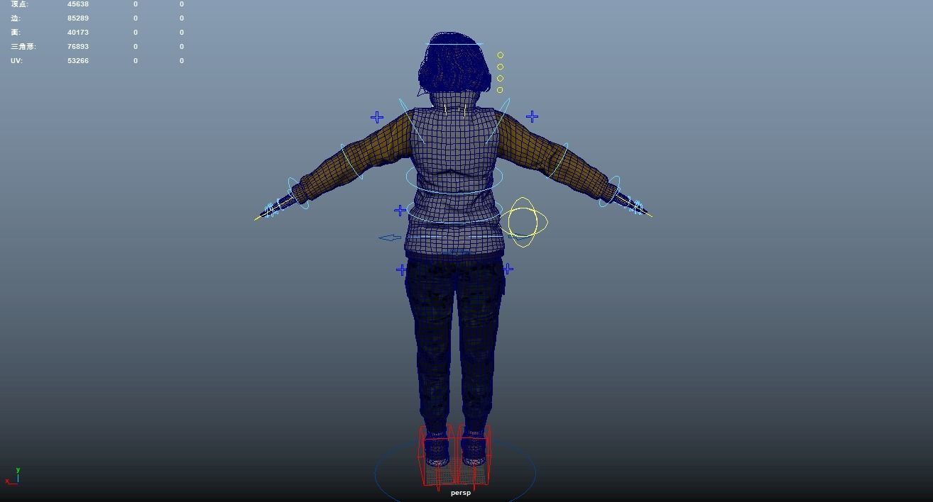 Pretty woman in down jacket Rigged    Low-poly 3D model_15