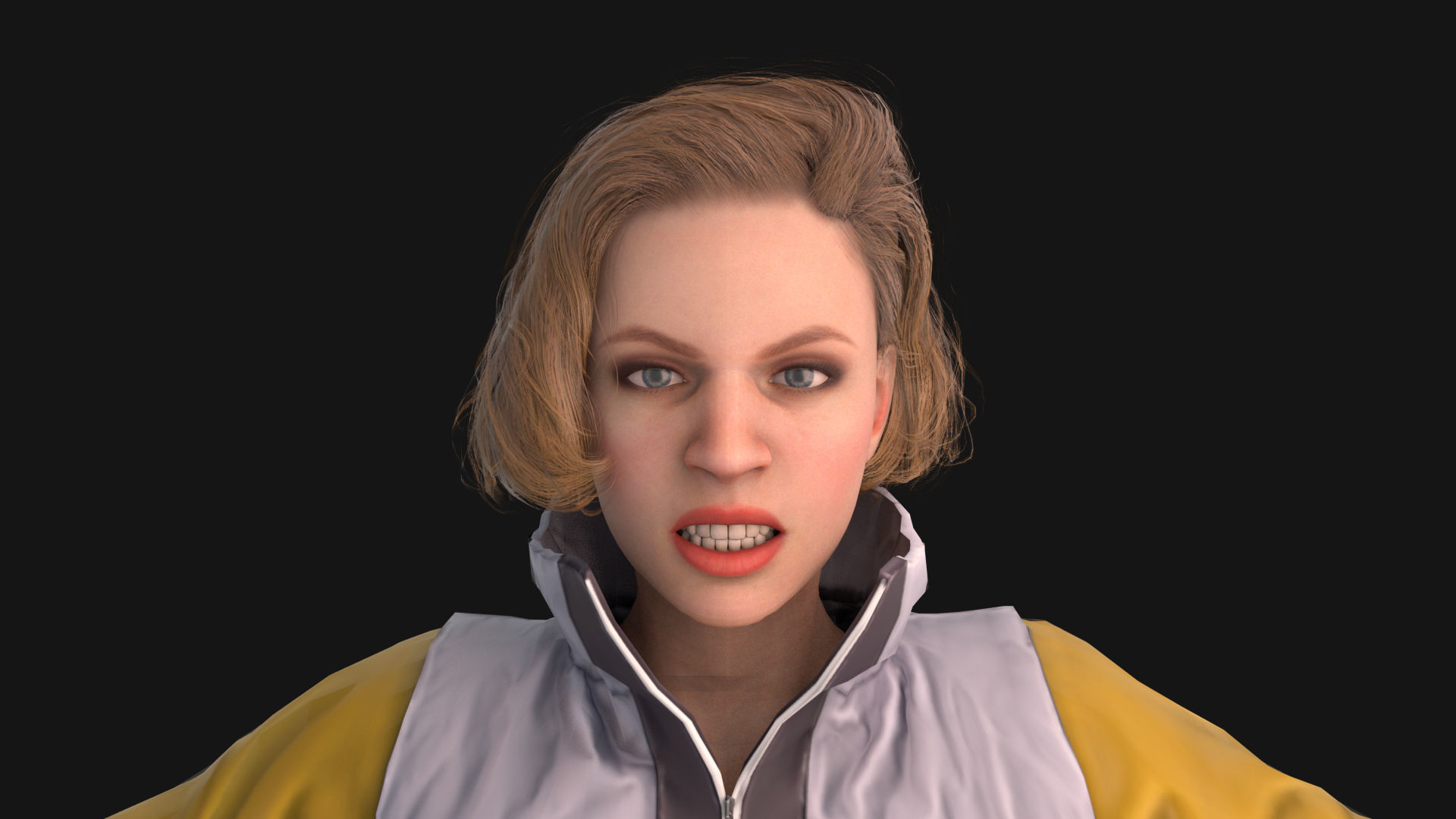 Pretty woman in down jacket Rigged    Low-poly 3D model_7